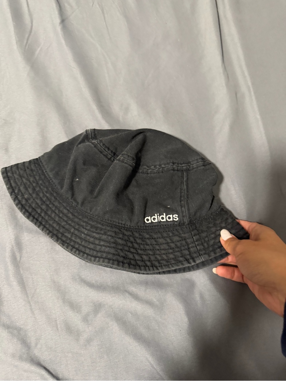 adidas Black Bucket Hat with White Logo